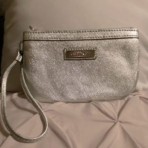 Metallic Silver Calvin Klein Wristlet